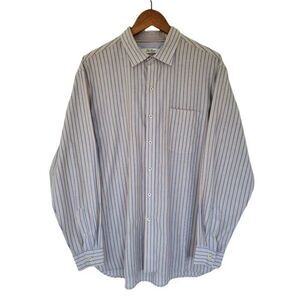 Van Heusen Striped Long Sleeve‎ Shirt Mens Size L Cream Blue